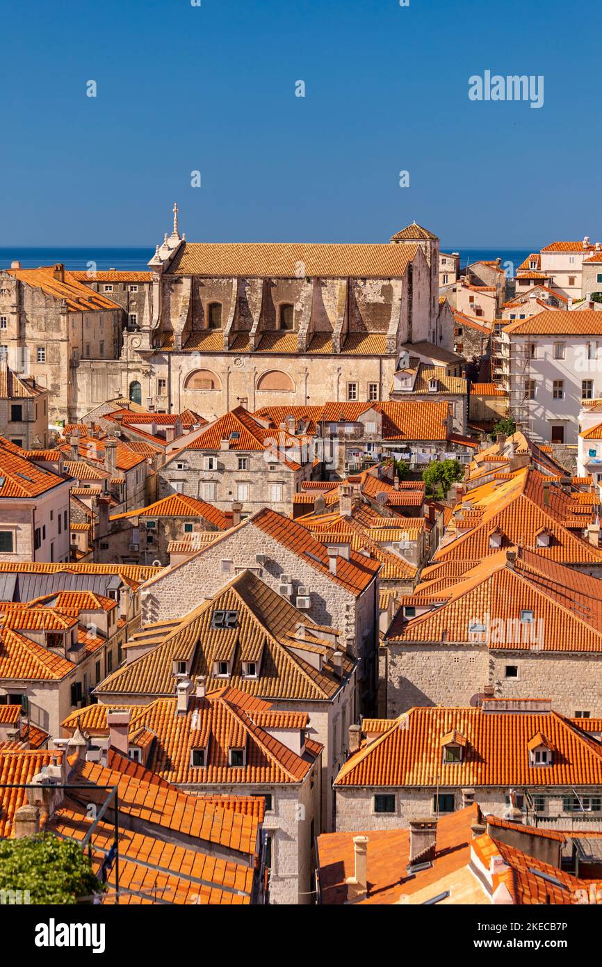 DUBROVNIK, CROAZIA, EUROPA - Chiesa di Sant'Ignazio, in alto, nella città fortificata di Dubrovnik sulla costa della Dalmazione. Foto Stock