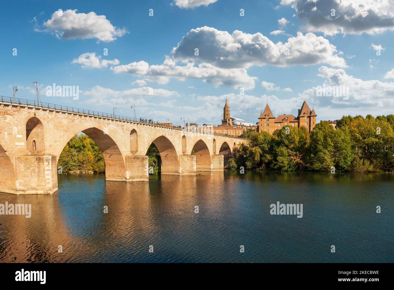 Vecchio ponte sul fiume Tarn a Montauban, nel Tarn et Garonne, in Occitanie, Francia Foto Stock