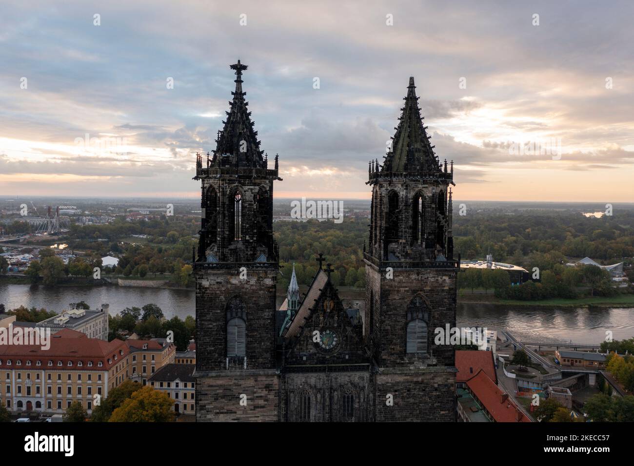 Cattedrale di Magdeburgo, Morning Mood, Magdeburgo, Sassonia-Anhalt, Germania Foto Stock