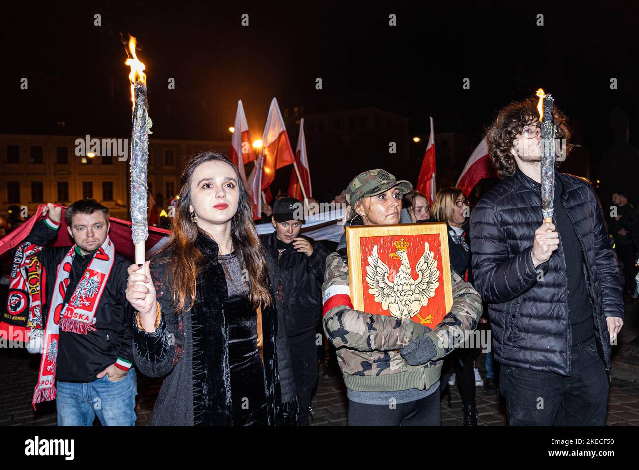 Wroclaw, Polonia. 11th Nov 2022. 11 novembre 2022 Wroclaw Polonia. Marzo dei nazionalisti in occasione della Giornata dell'Indipendenza Polacca a Breslavia (Credit Image: © Krzysztof Kaniewski/ZUMA Press Wire) Foto Stock