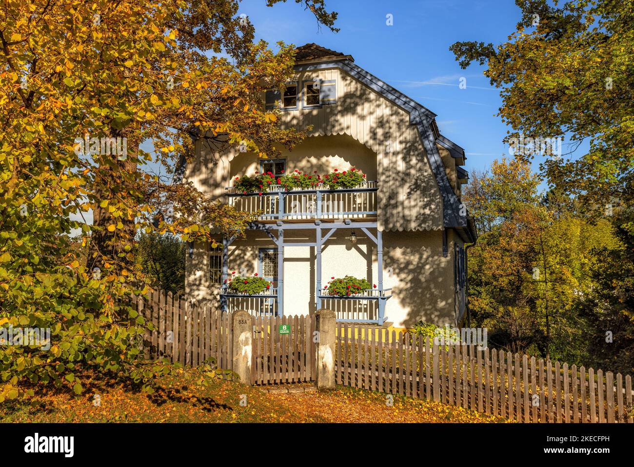 Münter casa in autunno. Murnau am Staffelsee, Baviera, Germania. Foto Stock