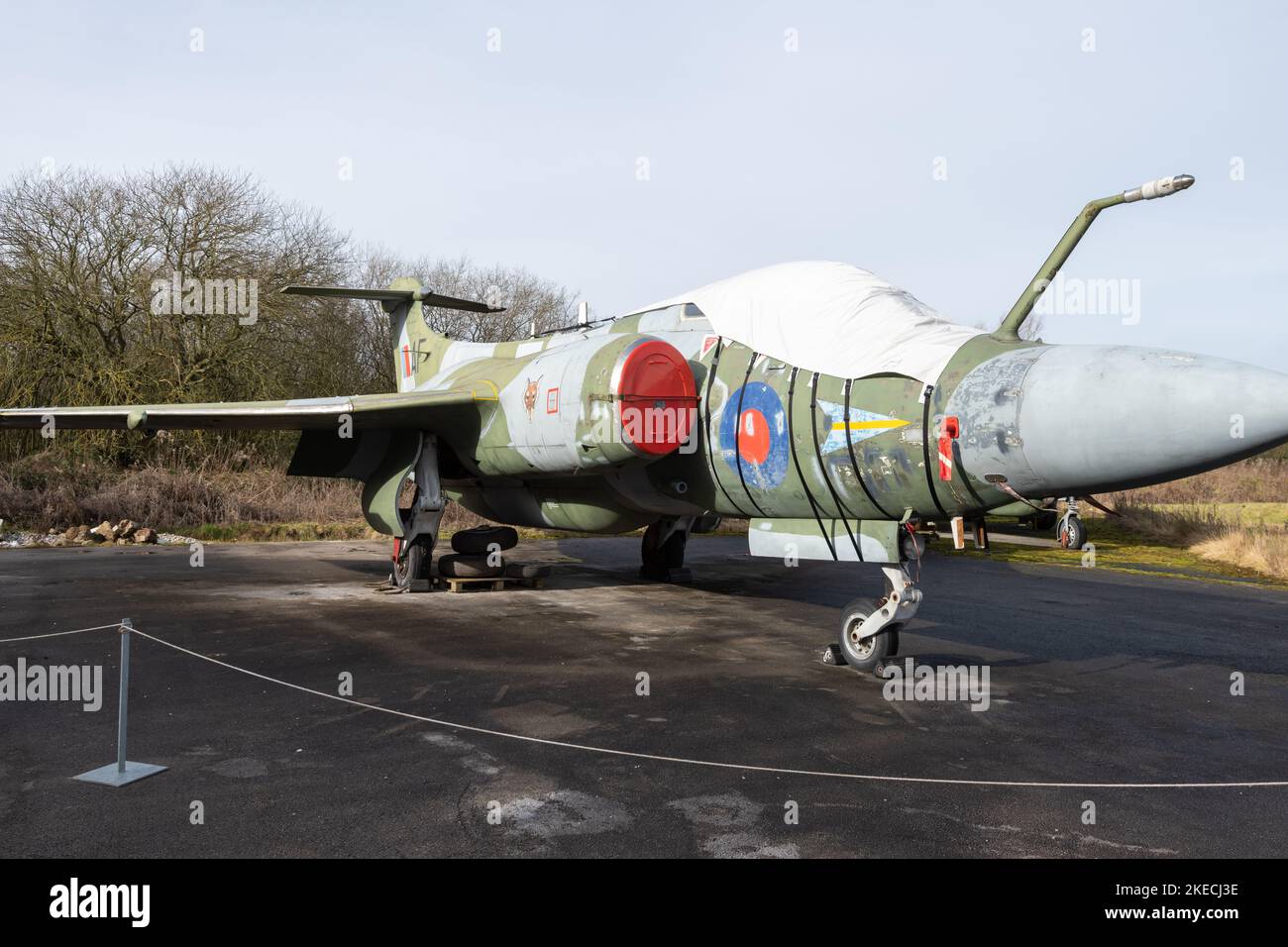 York.Yorkshire.United Kingdom.February 16th 2022.A l'aereo da combattimento Gloster Javelin è in mostra presso lo Yorkshire Air Museum Foto Stock