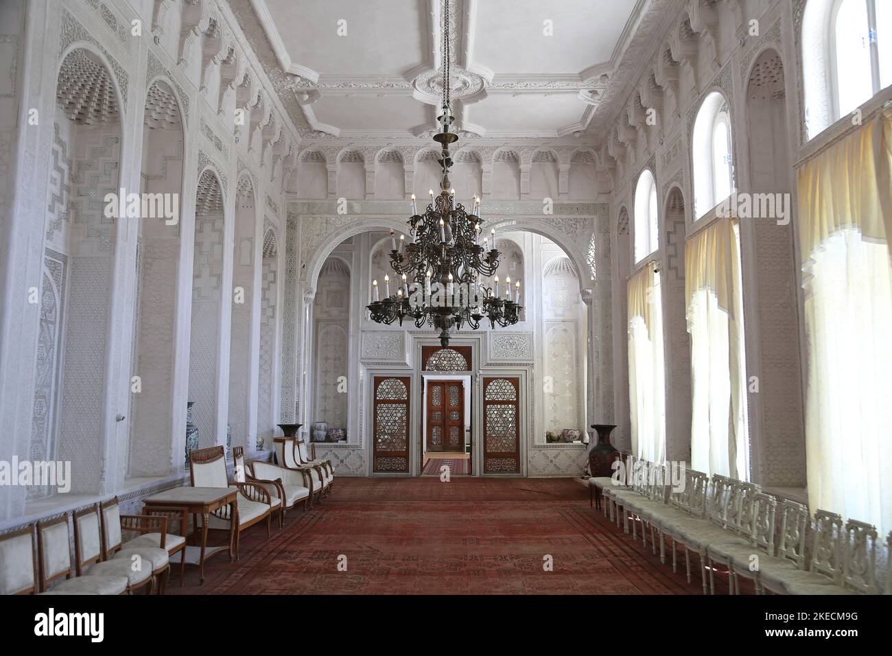 White Hall, Sitorai Mokhi Khosa (Palazzo delle Stelle della Luna) - l'ultimo Palazzo Estivo di Emir, Bukhara, Provincia di Bukhara, Uzbekistan, Asia Centrale Foto Stock
