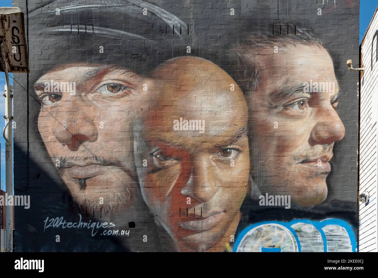 Three Faces Street Art, Fitzroy, Melbourne, Victoria, Australia Foto Stock