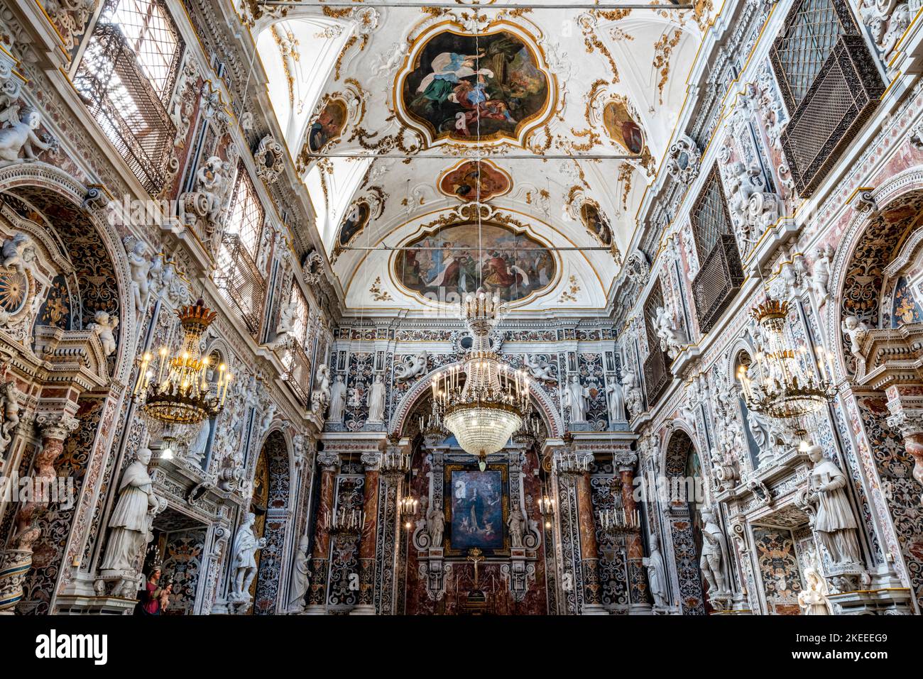 L'interno della Chiesa dell'Immacolata Concezione (Chiesa dell'Immacolata Concezione), Palermo, Sicilia, Italia. Foto Stock