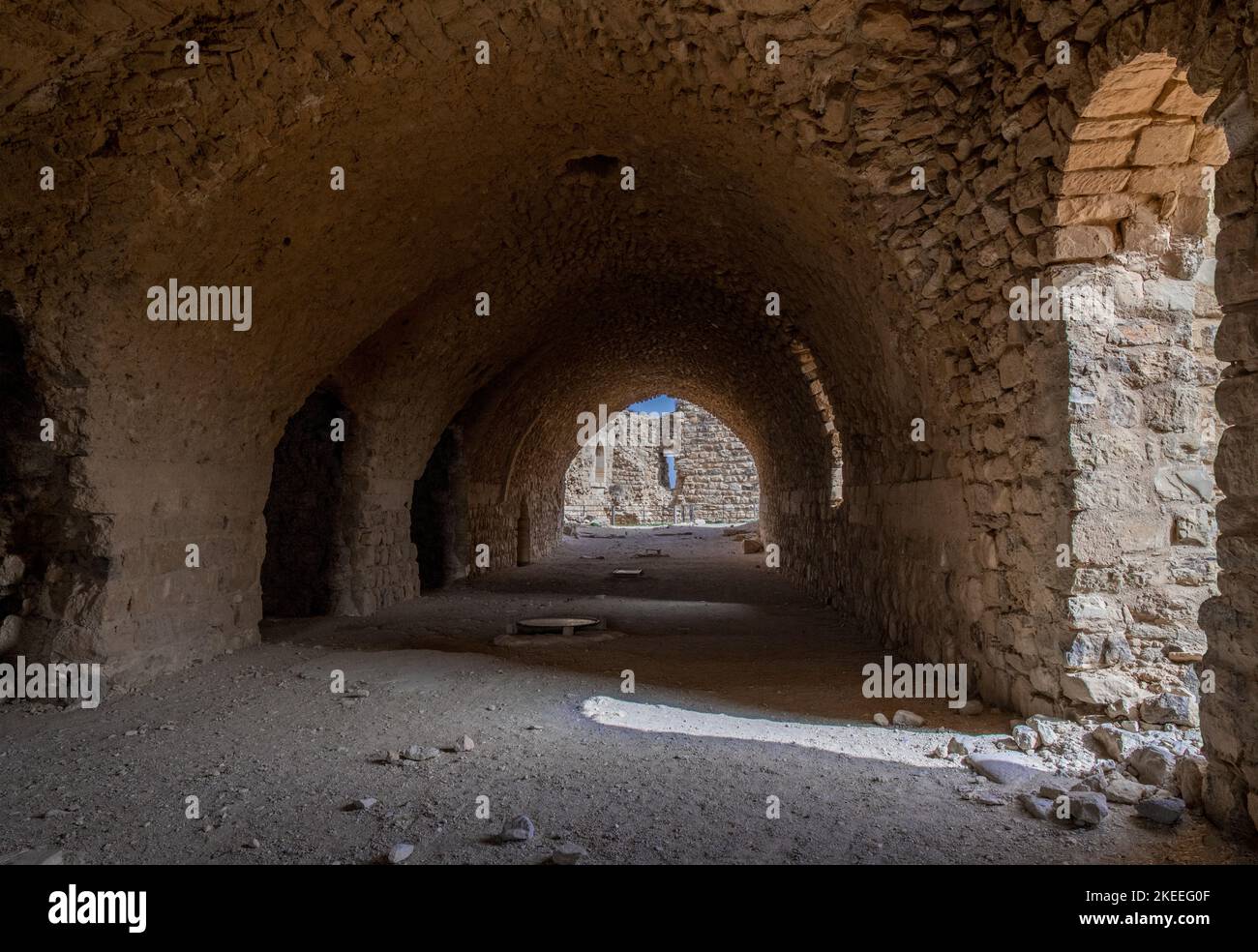 Interno soffitto a volta 12th ° secolo Kerak Crociato Castello Giordania 1 Foto Stock