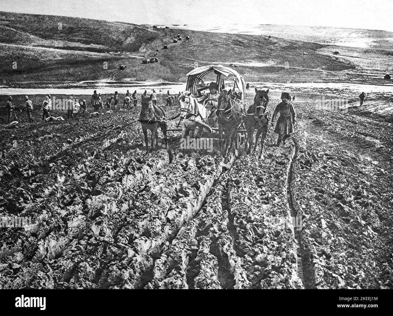 WW1 - 14-18 : Raspoutista (Mare di fango) in Europa orientale durante la primavera o la caduta Foto Stock