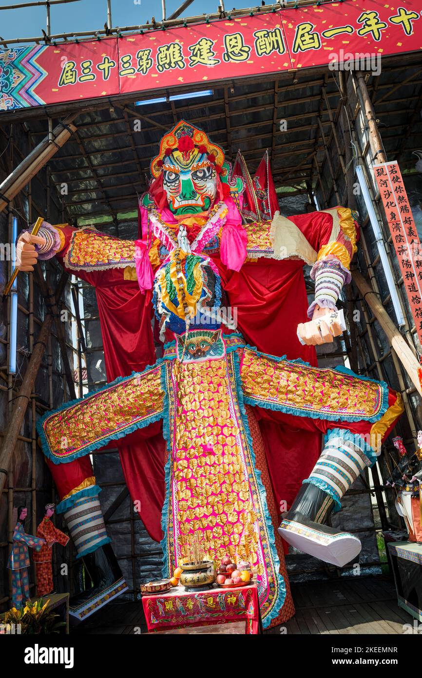 Un'effigie gigante del re fantasma al sito decennale del festival da Jiu, Kam Tin, New Territories, Hong Kong, 2015 Foto Stock