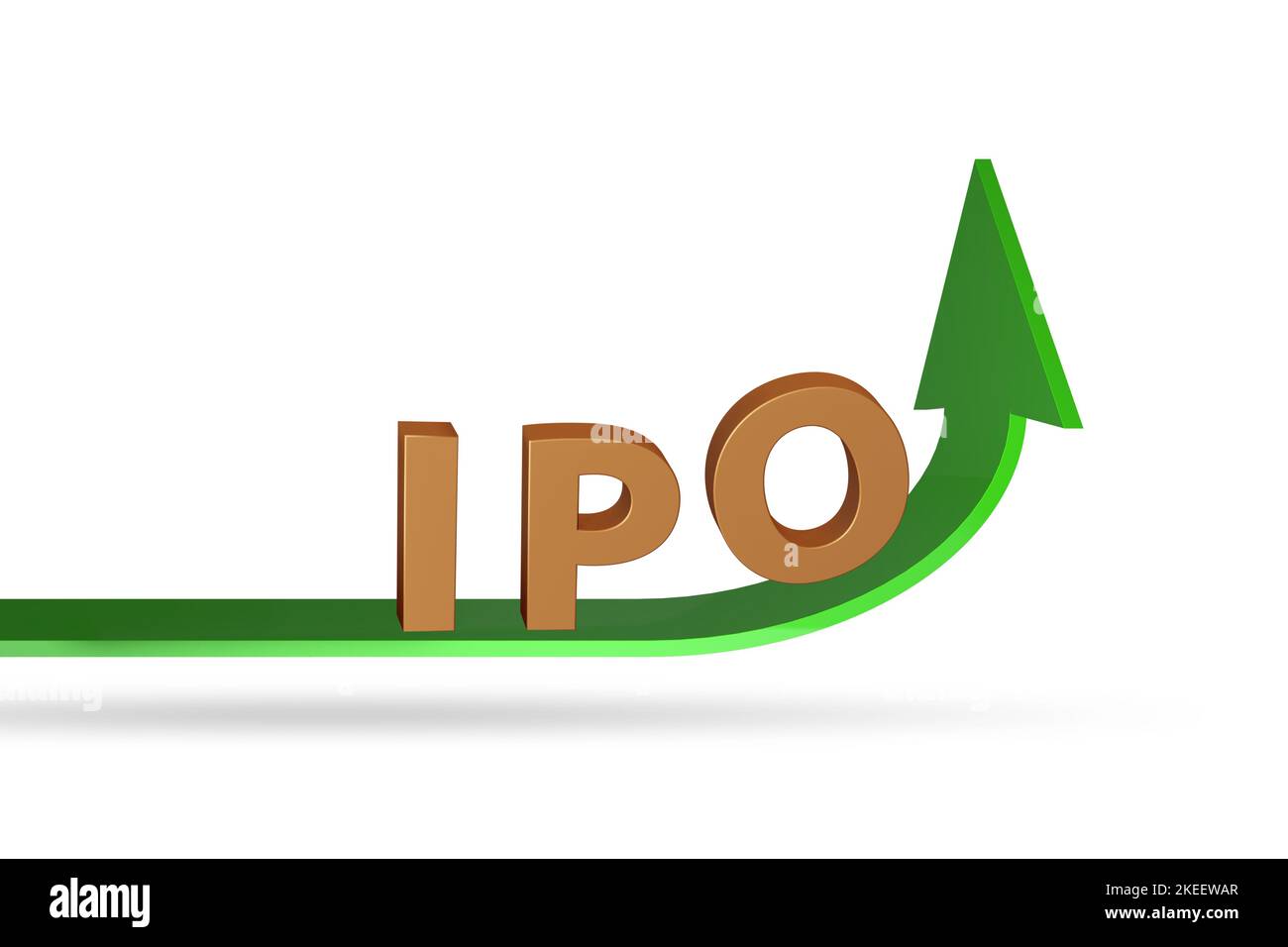 Concetto IPO con il grafico di crescita - rendering 3D Foto Stock