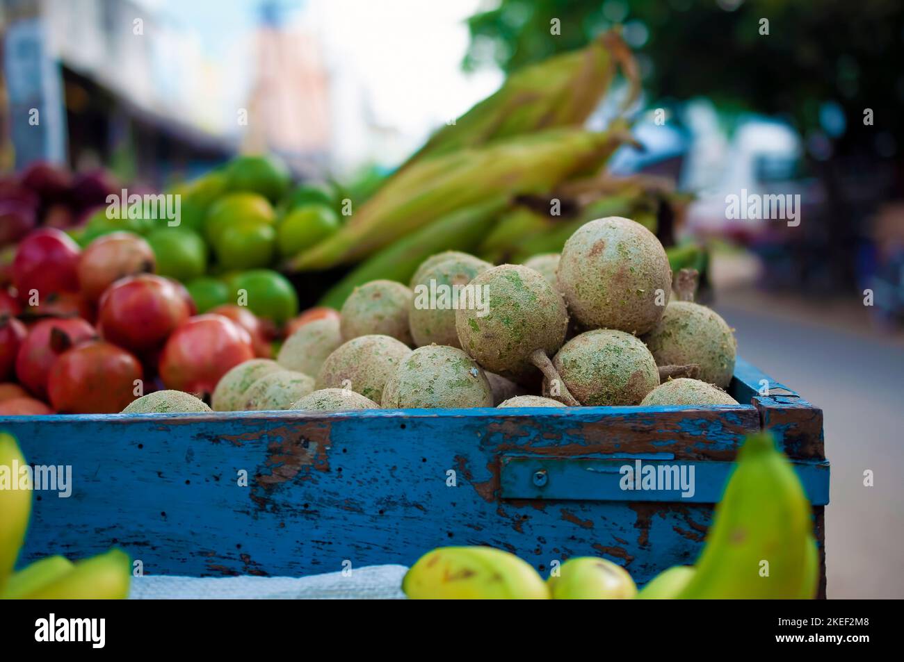 Negozio di frutta del carrello a lato della strada Foto Stock