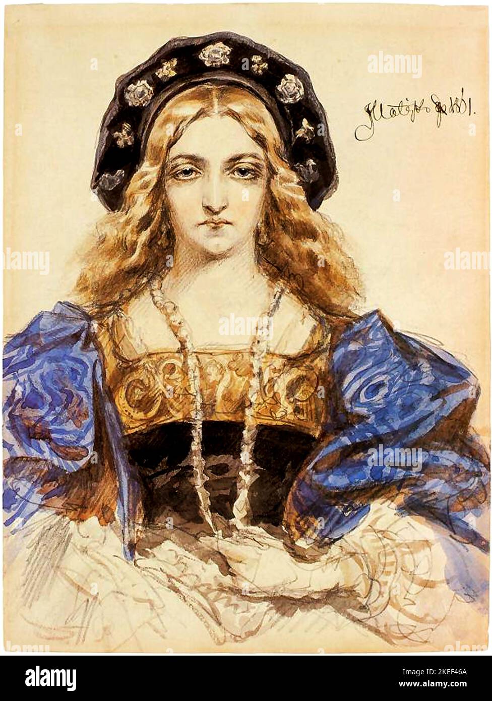 Jan Matejko, Una foto di una giovane donna probabilmente Bona Sforza, 1861, Museo Nazionale di Varsavia, Polonia. Foto Stock