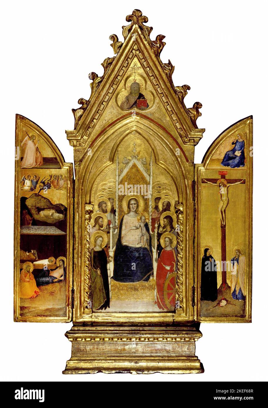 Maso di Banco; Madonna con Santi e scene della vita di Cristo, pala d'altare portatile; circa 1336; Tempera e oro su pannello; Brooklyn Museum, New Foto Stock