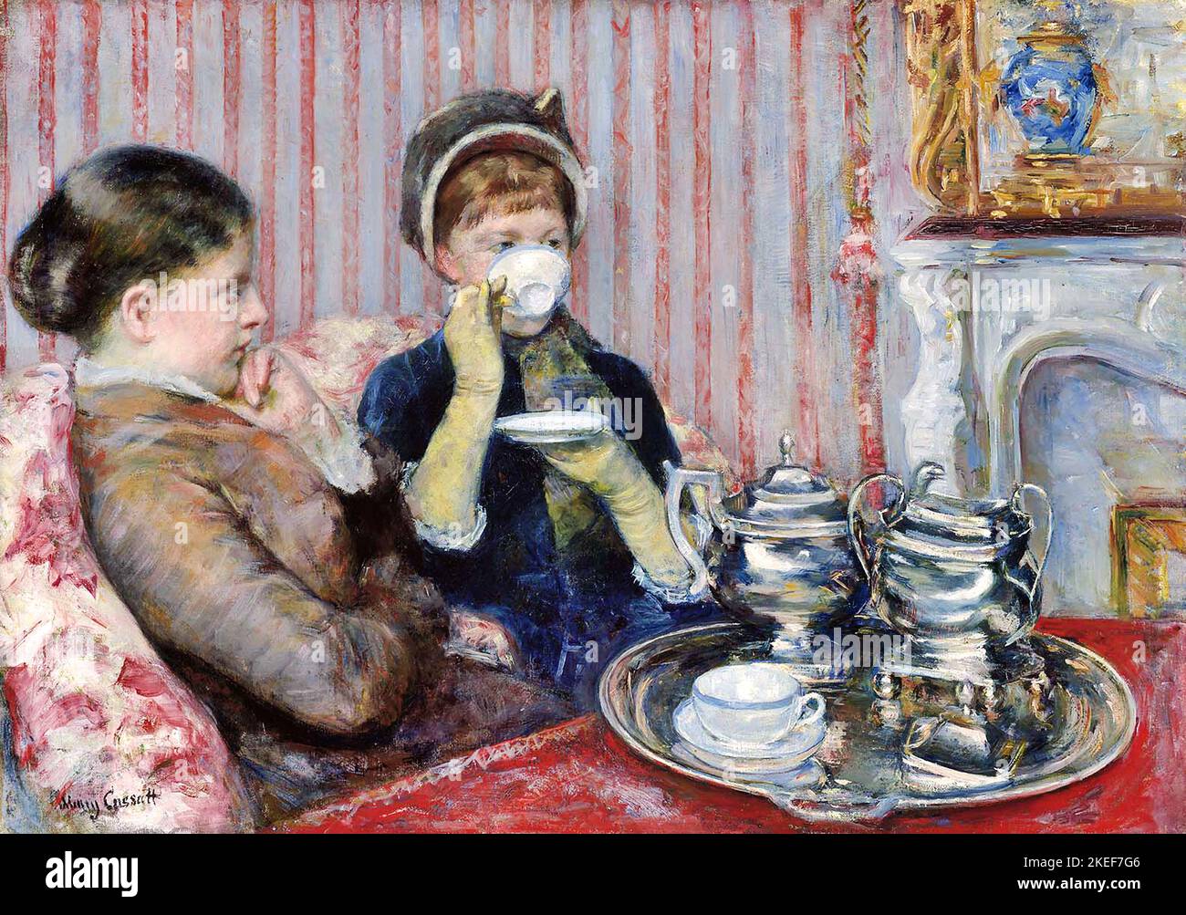 Mary Cassatt, Five o'Clock Tea, 1880, Oil on Canvas, Museum of fine Arts Boston, USA. Foto Stock