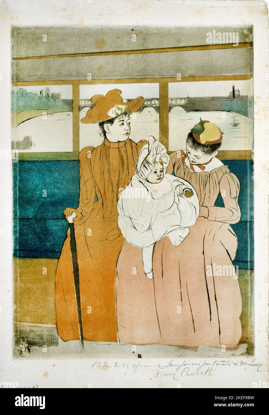 Mary Cassatt, in the Omnibus, circa 1890-1891, drypoint e acquatint su carta posata, National Portrait Gallery, Washington, USA Foto Stock