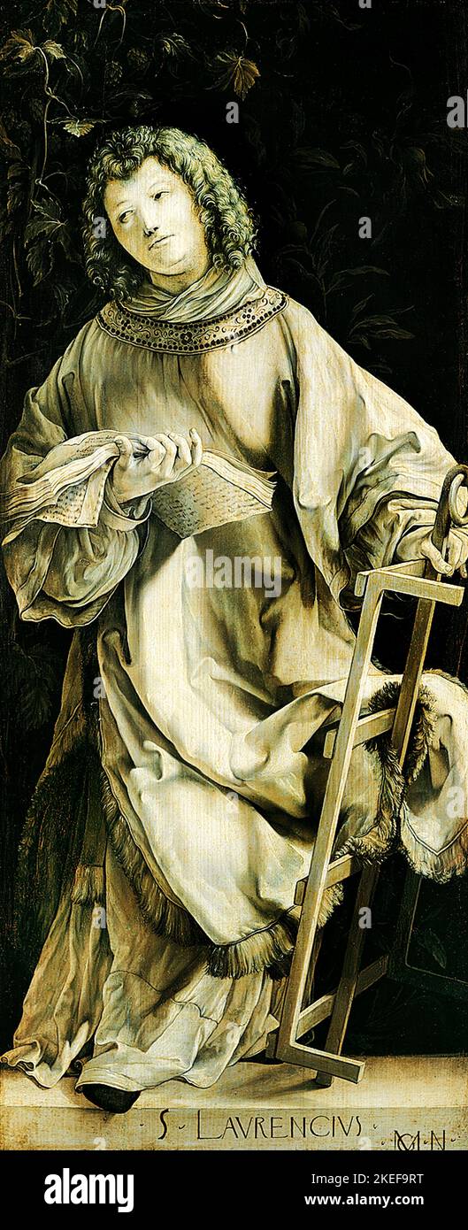 Mathis Gothart Grunewald, San Lorenzo, circa 1509-1510, olio su pannello, Museo Stadel, Francoforte, Germania. Foto Stock