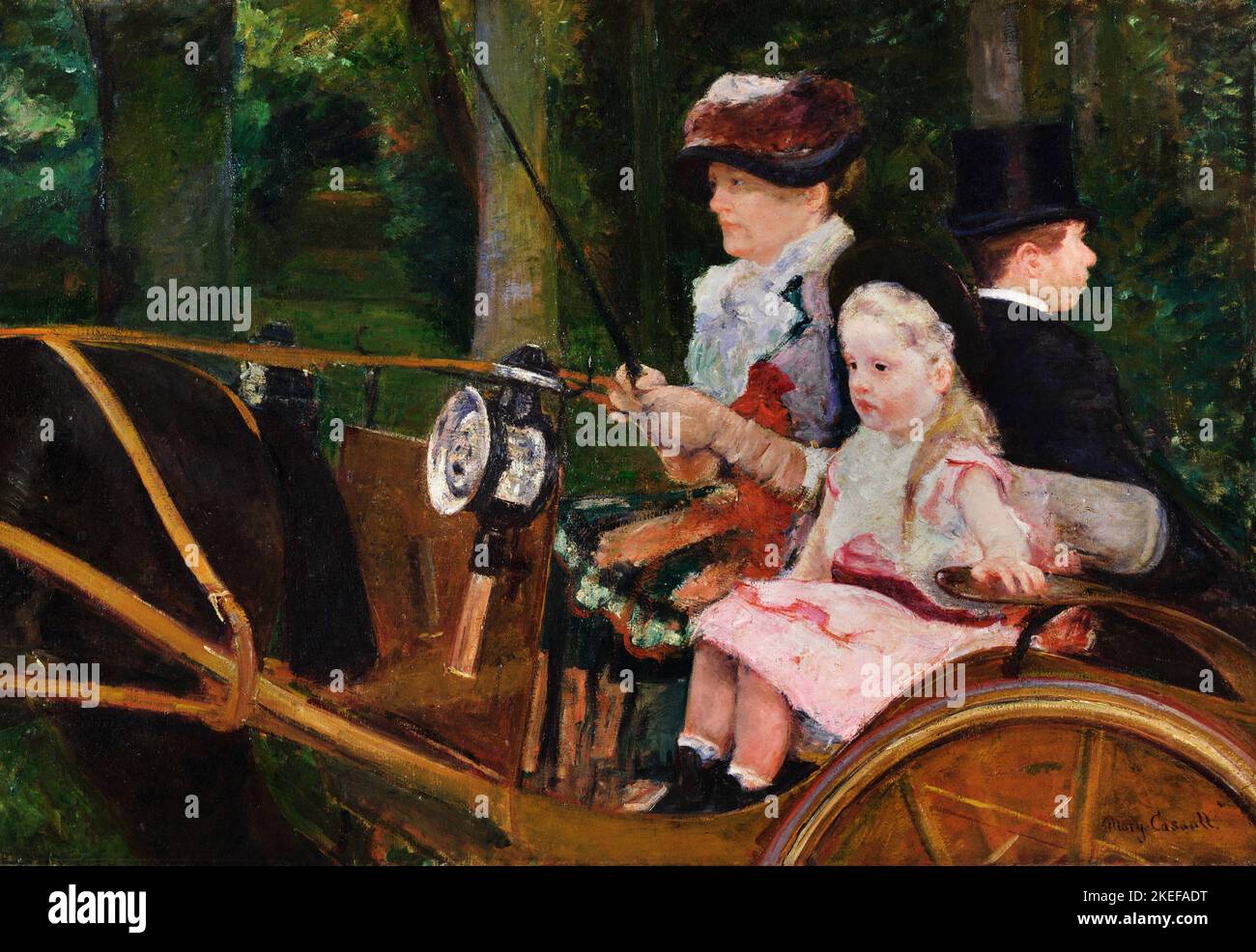 Mary Cassatt, Una donna e una ragazza che guida 1881 olio su tela, Philadelphia Museum of Art, USA Foto Stock