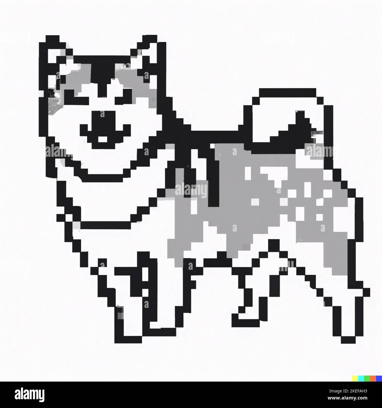 Un disegno in pixel nero di un cane Shiba Inu su sfondo bianco Foto stock - Alamy