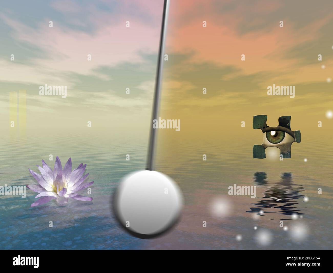 Pendolo e loto. Rendering 3D Foto Stock