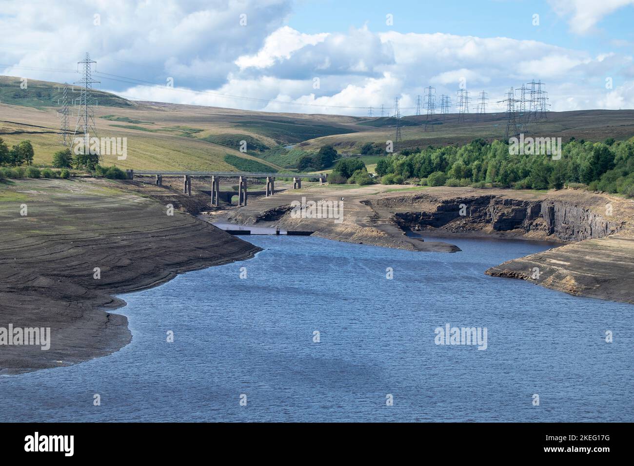 Acqua bassa al bacino idrico di Baitings, settembre 2022 Foto Stock