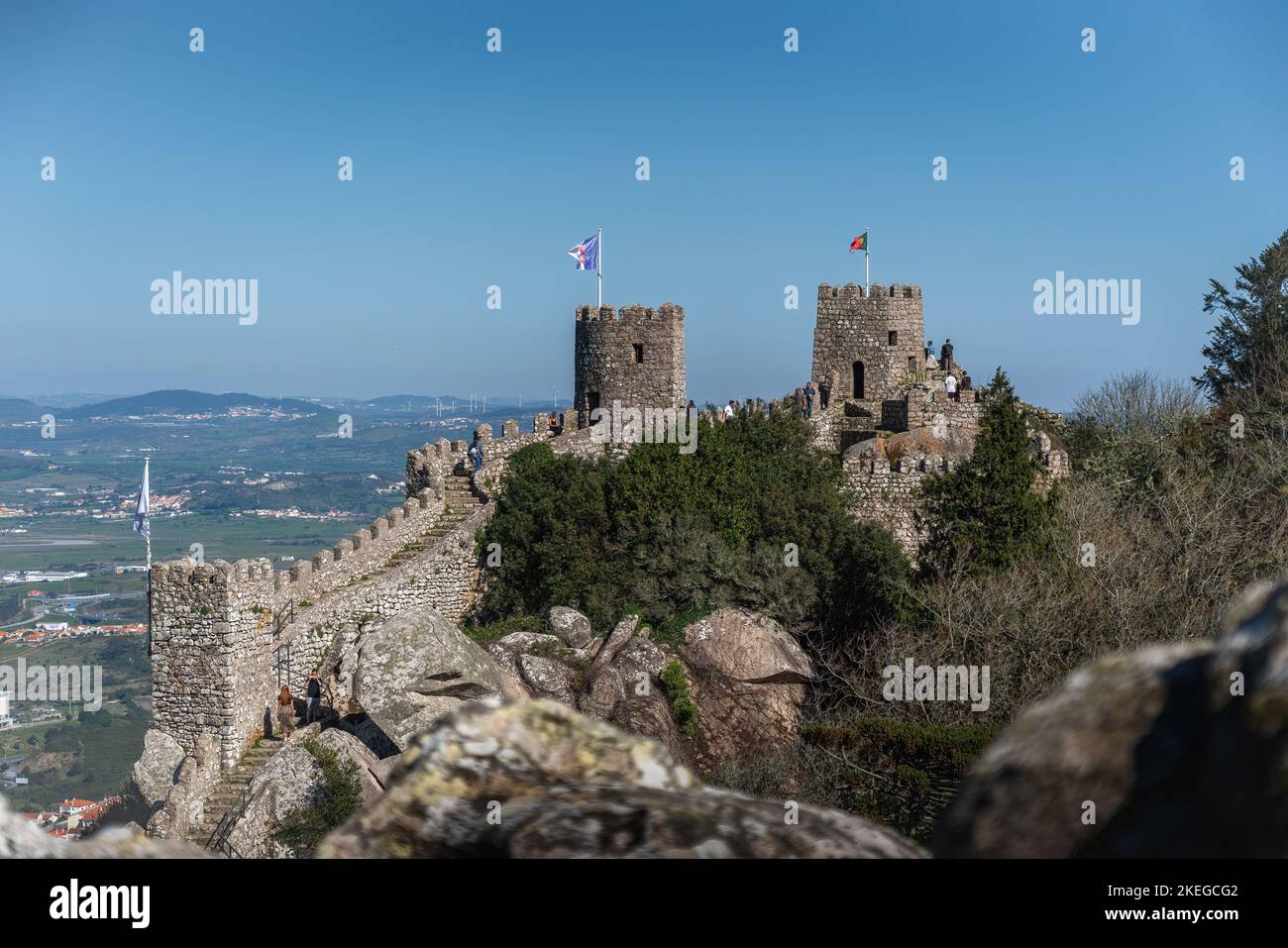 Castello tenere a Castello moresco - Sintra, Portogallo Foto Stock