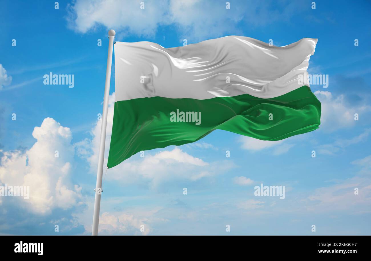 Vista dall'alto della bandiera Antioquia Department, Colombia. Patriota colombiana e concetto di viaggio. Nessun flagpole. Progettazione del piano, layout. Sfondo della segnalazione Foto Stock