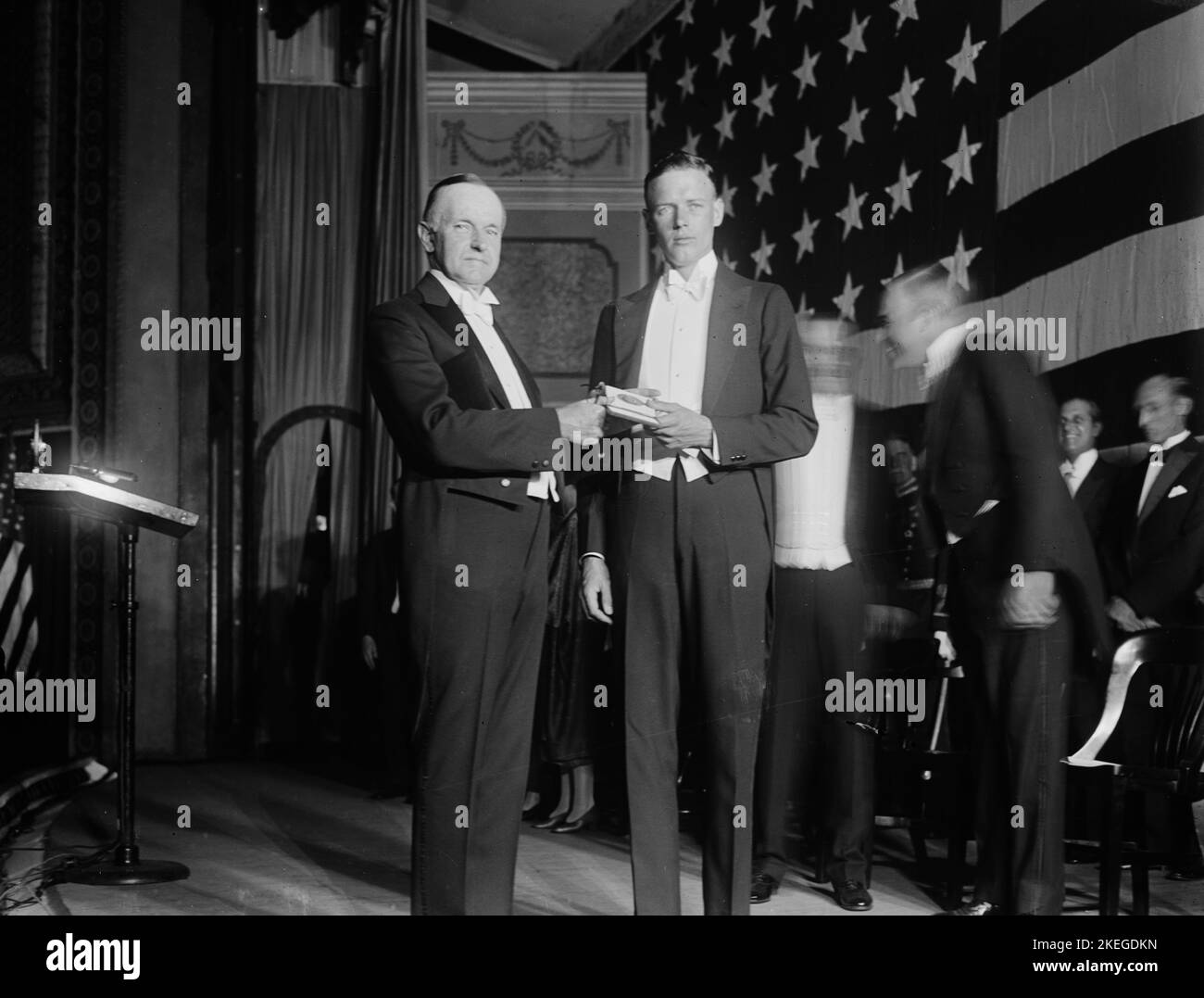 Calvin Coolidge e Charles Lindbergh - Harris & Ewing foto 1927 Foto Stock