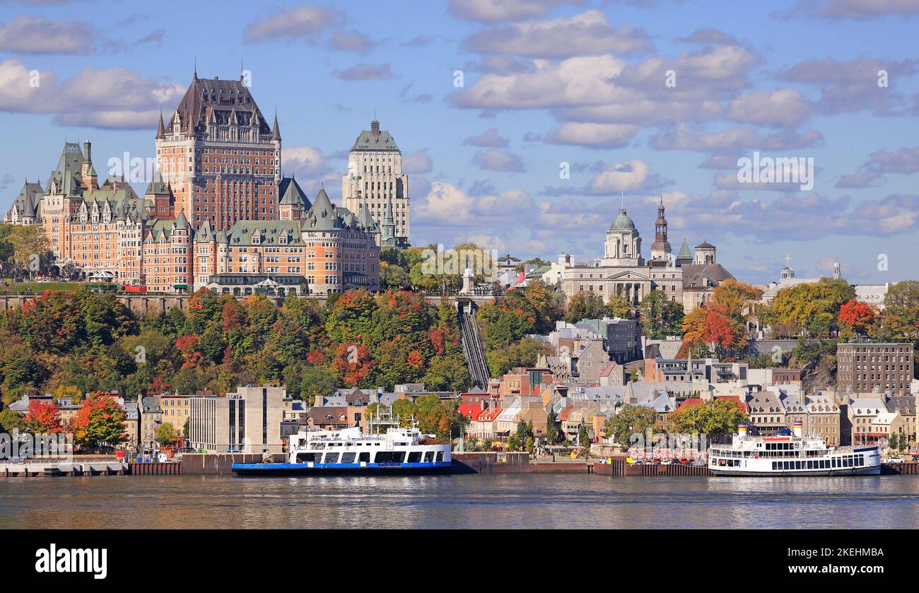 Vista dello skyline di Quebec City in autunno, Canada Foto Stock