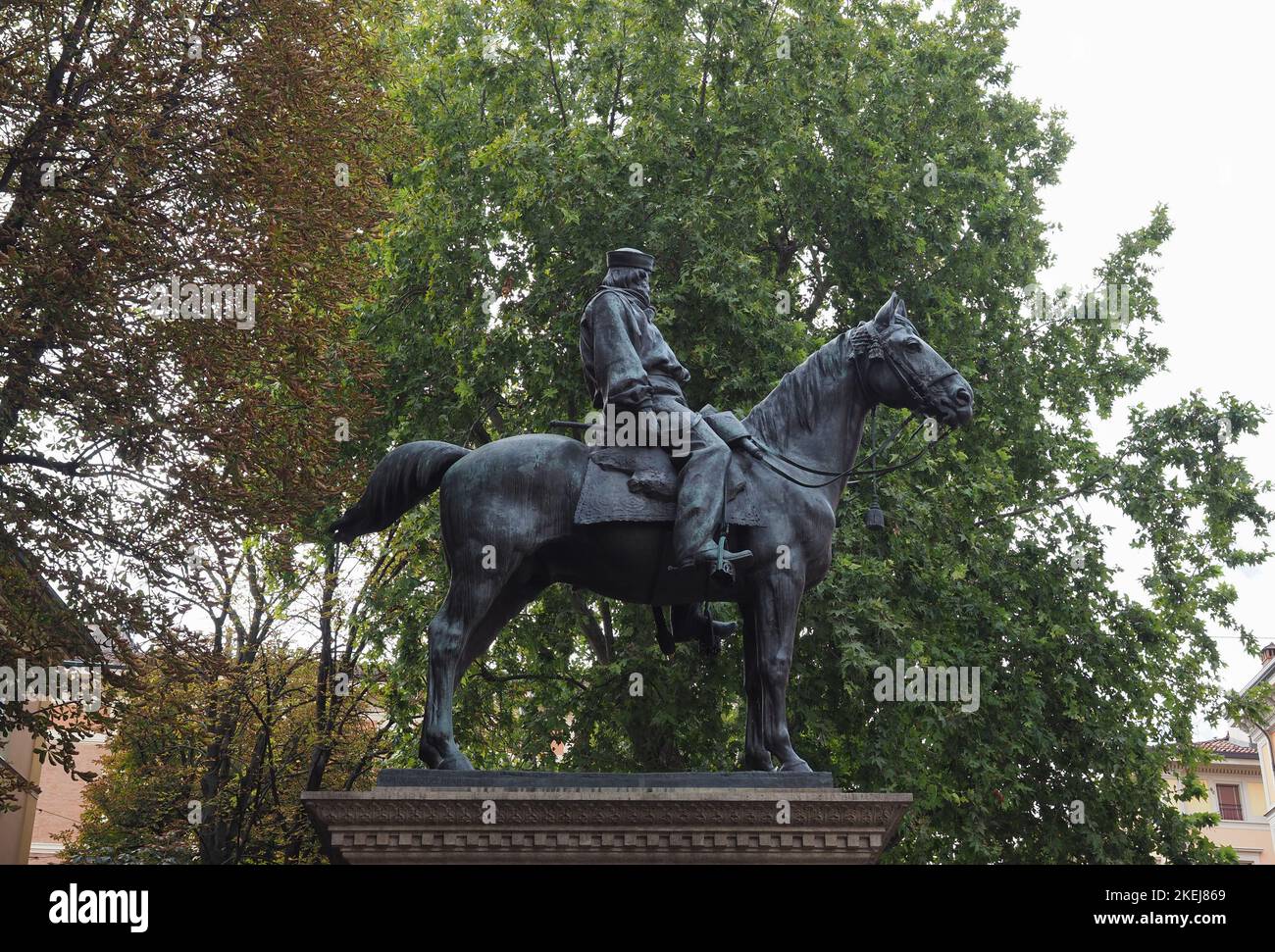 Giuseppe Garibaldi statua equestre dello scultore Arnaldo Zocchi circa 1900 a Bologna Foto Stock