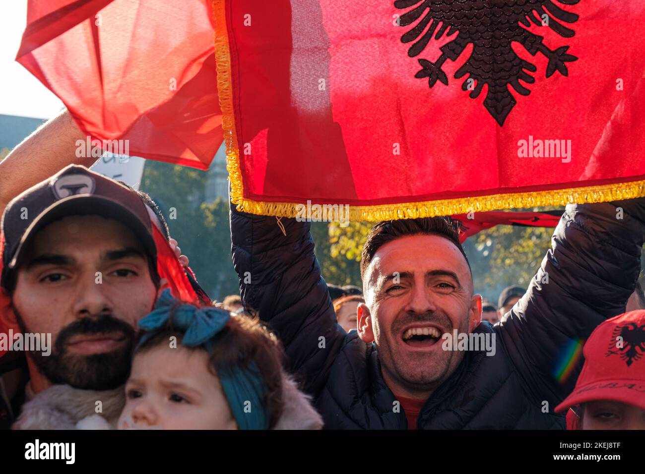 Gli albanesi con sede a Londra sono venuti fuori in grande dopo che Suella Braverman ha implicato che gli albanesi che sono venuti nel Regno Unito sono criminali Foto Stock
