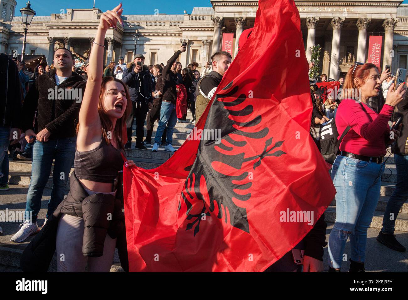 Gli albanesi con sede a Londra sono venuti fuori in grande dopo che Suella Braverman ha implicato che gli albanesi che sono venuti nel Regno Unito sono criminali Foto Stock