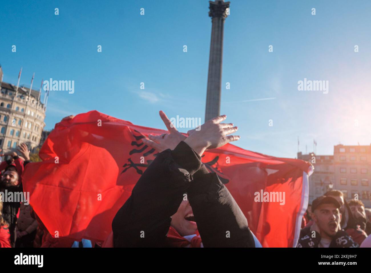 Gli albanesi con sede a Londra sono venuti fuori in grande dopo che Suella Braverman ha implicato che gli albanesi che sono venuti nel Regno Unito sono criminali Foto Stock