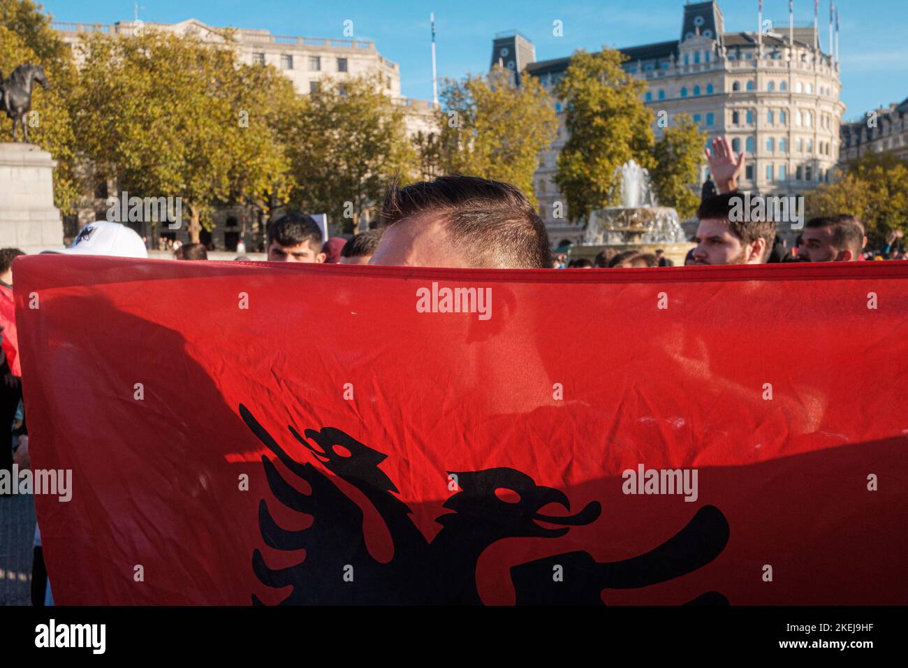 Gli albanesi con sede a Londra sono venuti fuori in grande dopo che Suella Braverman ha implicato che gli albanesi che sono venuti nel Regno Unito sono criminali Foto Stock