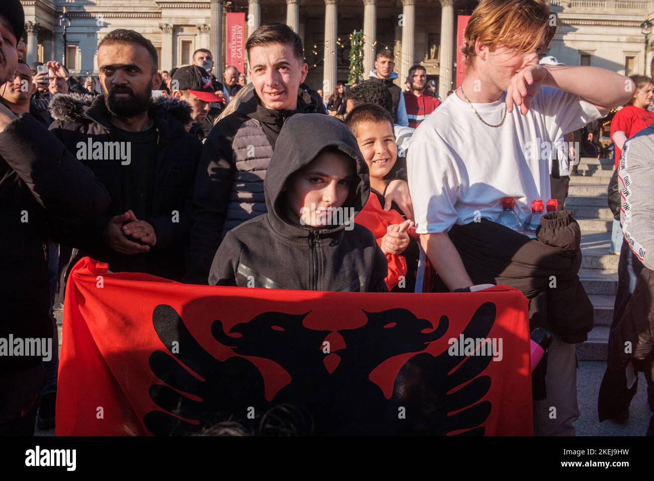 Gli albanesi con sede a Londra sono venuti fuori in grande dopo che Suella Braverman ha implicato che gli albanesi che sono venuti nel Regno Unito sono criminali Foto Stock