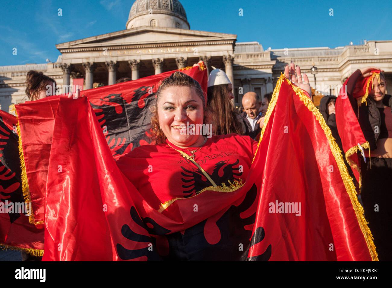 Gli albanesi con sede a Londra sono venuti fuori in grande dopo che Suella Braverman ha implicato che gli albanesi che sono venuti nel Regno Unito sono criminali Foto Stock