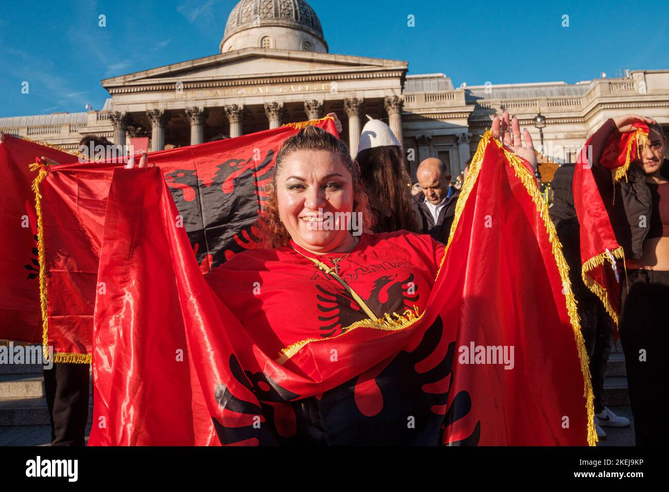 Gli albanesi con sede a Londra sono venuti fuori in grande dopo che Suella Braverman ha implicato che gli albanesi che sono venuti nel Regno Unito sono criminali Foto Stock