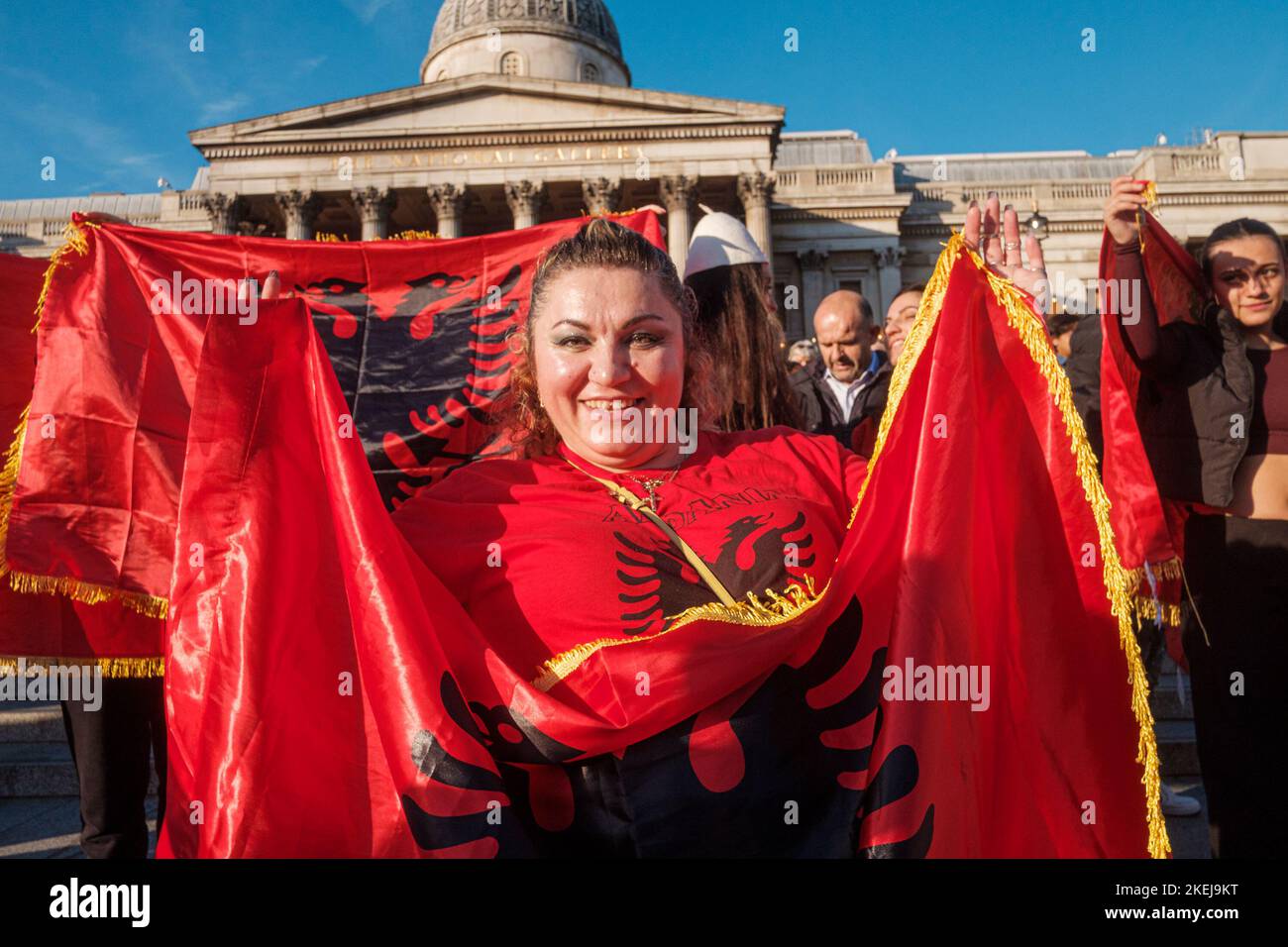 Gli albanesi con sede a Londra sono venuti fuori in grande dopo che Suella Braverman ha implicato che gli albanesi che sono venuti nel Regno Unito sono criminali Foto Stock