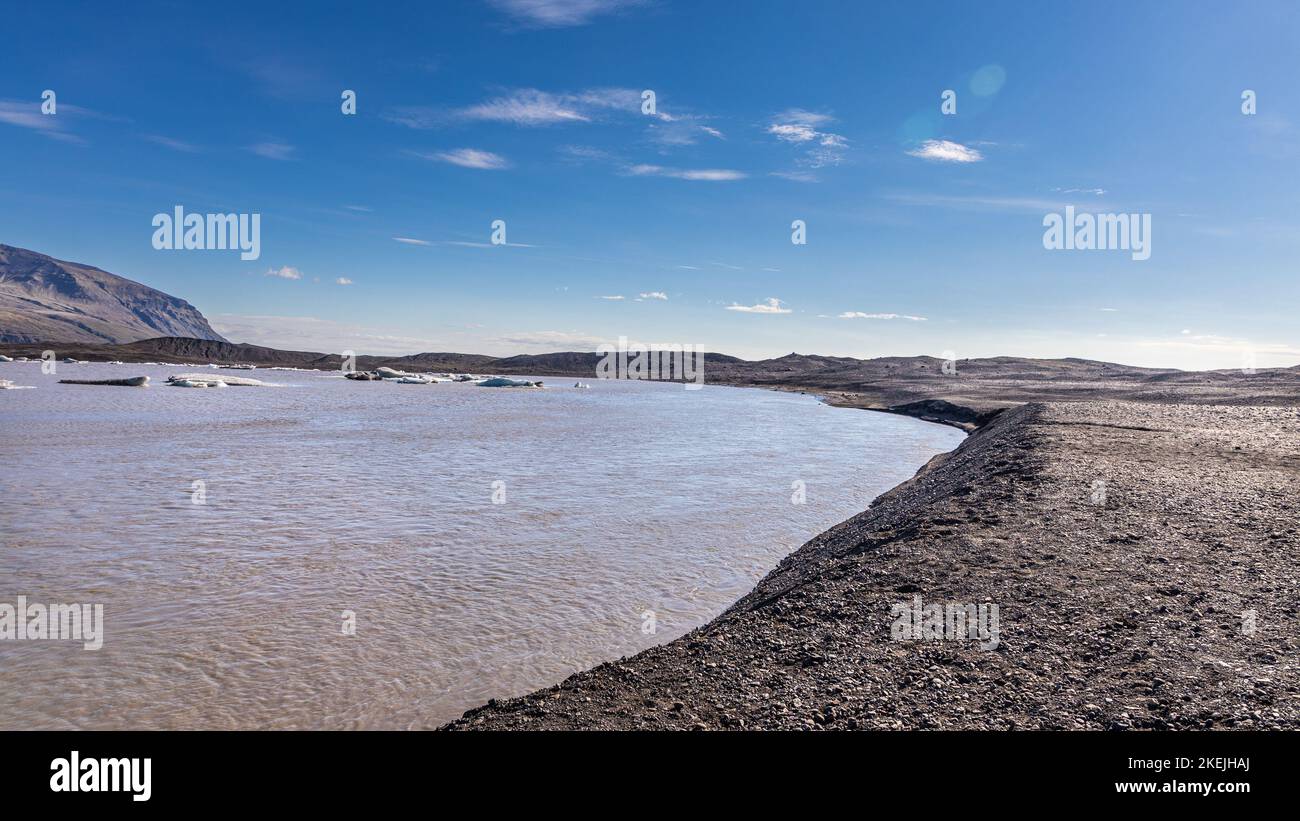 Laghi panoramici all'interno del parco nazionale di Vatnajokull l'Islanda è a portata di mano con una breve escursione di un'ora Foto Stock