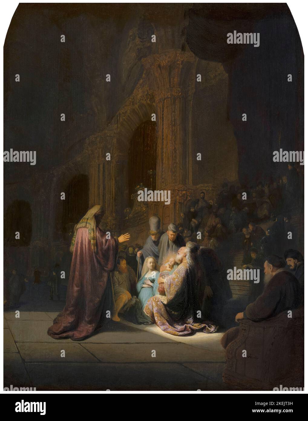 Canzone di lode di Simeone, dipinto ad olio su tavola di Rembrandt van Rijn, 1631 Foto Stock