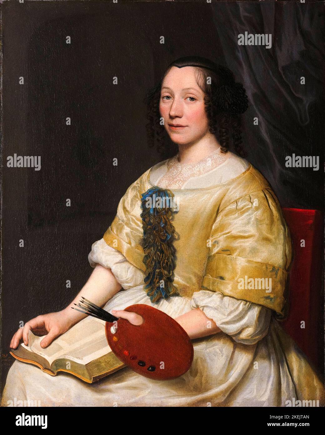 Maria van Oosterwyck (1630-1693) è stata una pittrice olandese dell'età dell'oro, specializzata in dipinti floreali e nella natura morta, dipingere ritratti in olio su tela di Wallerant Vaillant, 1671 Foto Stock