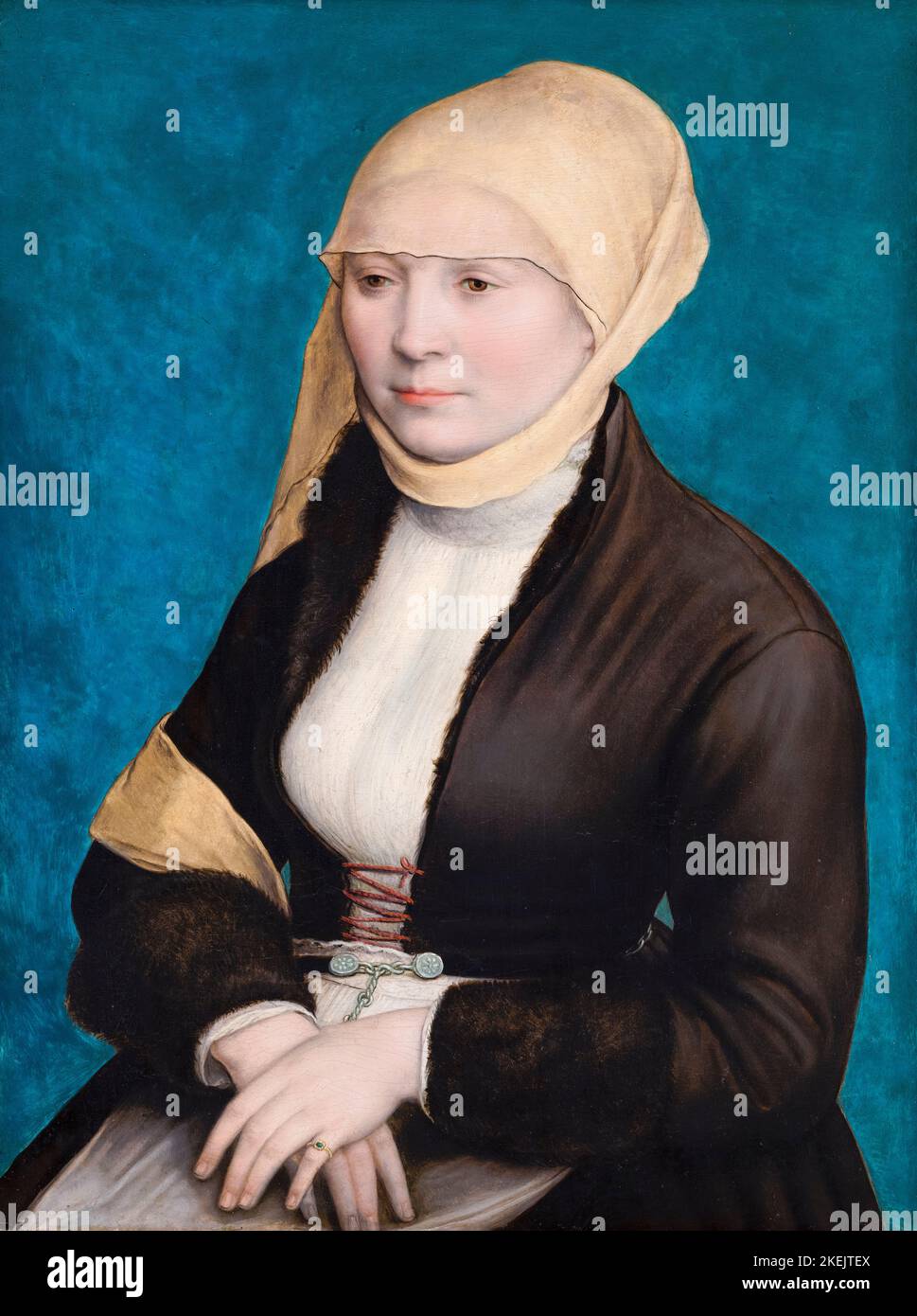 Hans Holbein il giovane, Ritratto di una donna dalla Germania meridionale, pittura in olio su pannello, 1520-1525 Foto Stock