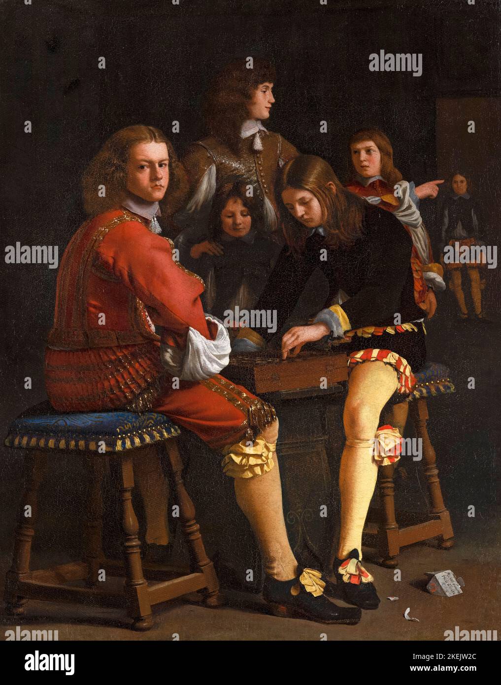 La pittura di Michiel Sweerts, i giocatori di Drauthts, olio su tela, 1652 Foto Stock