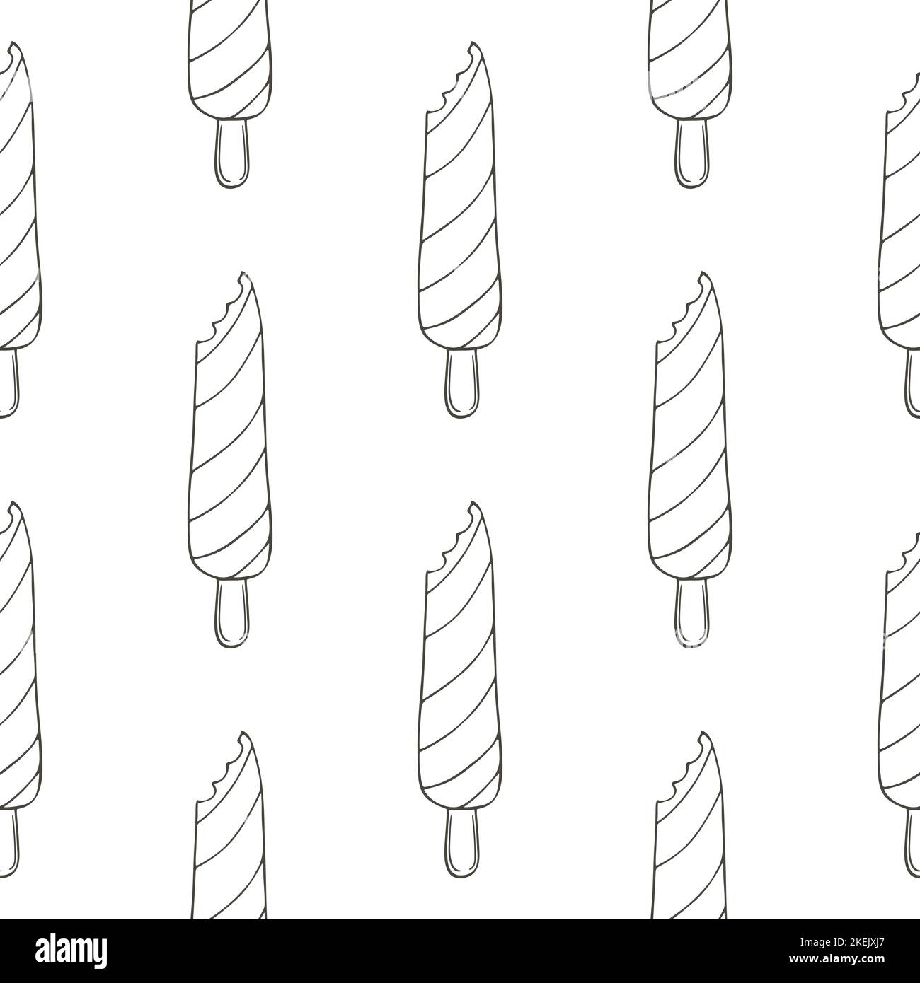 Gelato da colorare senza cuciture motivo. Estate. Splendido motivo luminoso con dessert all'anguria Illustrazione Vettoriale