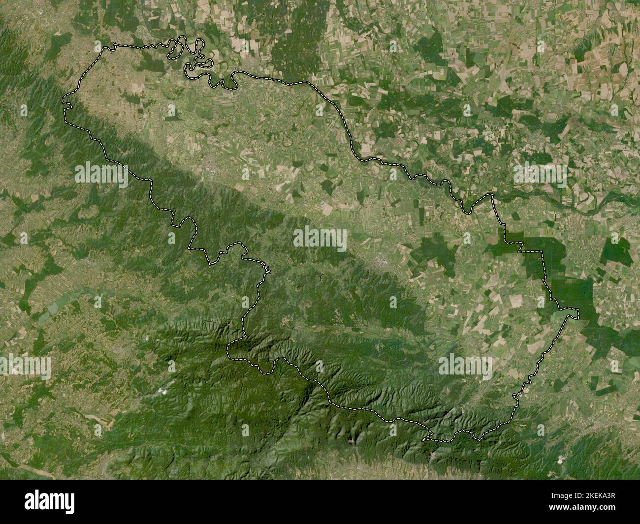 Viroviticko-Podravska, contea di Croazia. Mappa satellitare a bassa risoluzione Foto Stock