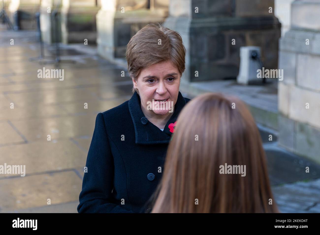 Edimburgo, Scozia, Regno Unito. 13th Nov 2022. Il primo ministro scozzese Nicola Sturgeon ha partecipato a un servizio di domenica di ricordo a Edinbugh Today Credit: David Coulson/Alamy Live News Foto Stock