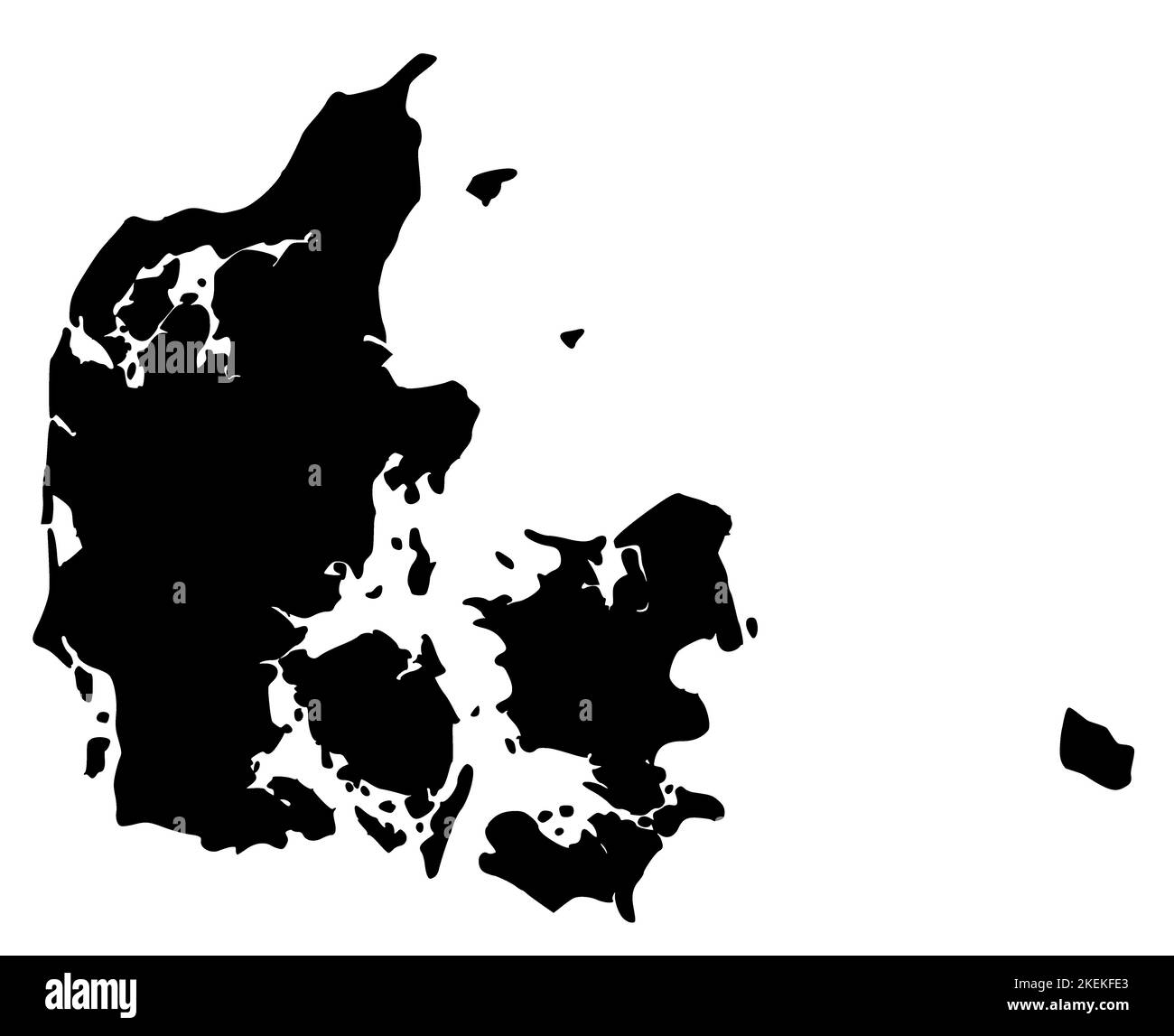 Mappa della Danimarca riempita di colore nero Foto Stock