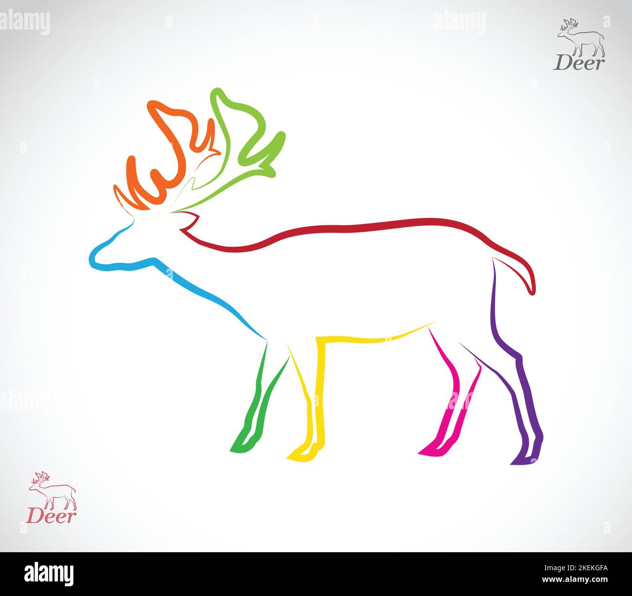 Immagine vettoriale di un cervo su sfondo bianco. Illustrazione vettoriale a strati facilmente modificabile. Animali. Illustrazione Vettoriale