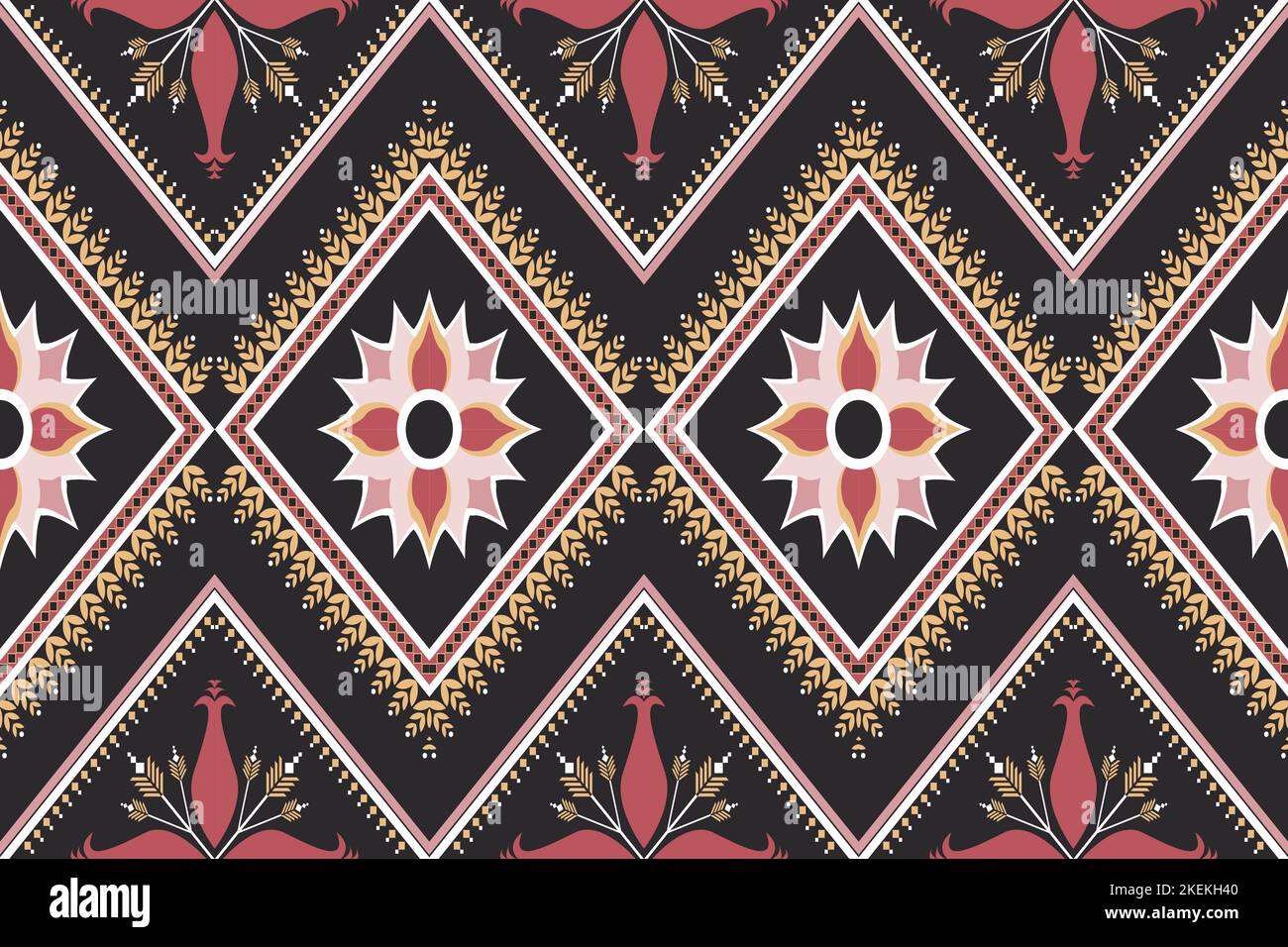 Grafica geometrico con motivi etnici senza cuciture. Stile etnico tessuto colorato senza cuciture. Design per sfondo,carta da parati,tessuto,tappeto,ornamenti,decorazione, Illustrazione Vettoriale