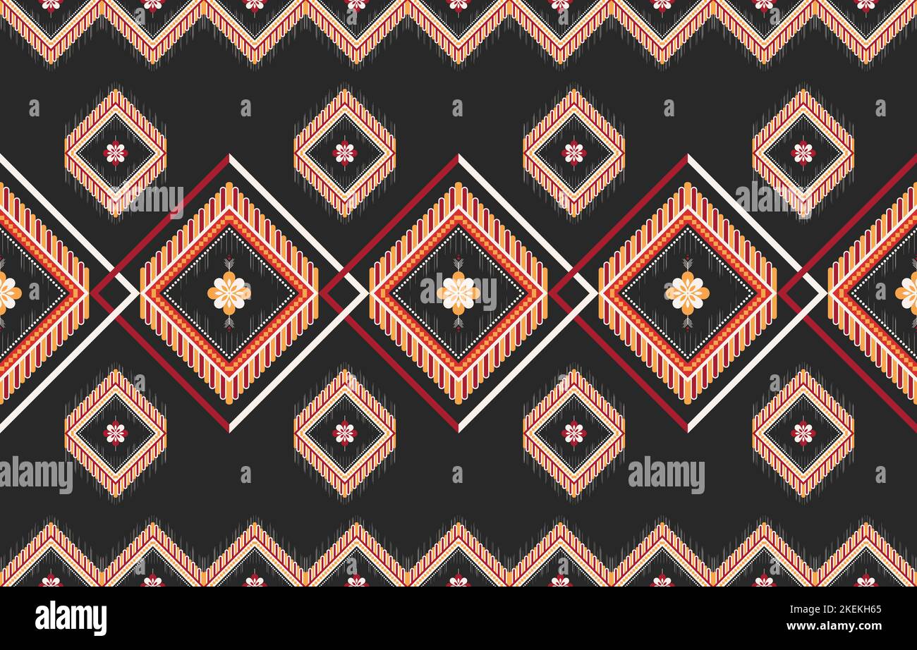 Grafica geometrico con motivi etnici senza cuciture. Stile etnico tessuto colorato senza cuciture. Design per sfondo,carta da parati,tessuto,tappeto,ornamenti,decorazione, Illustrazione Vettoriale