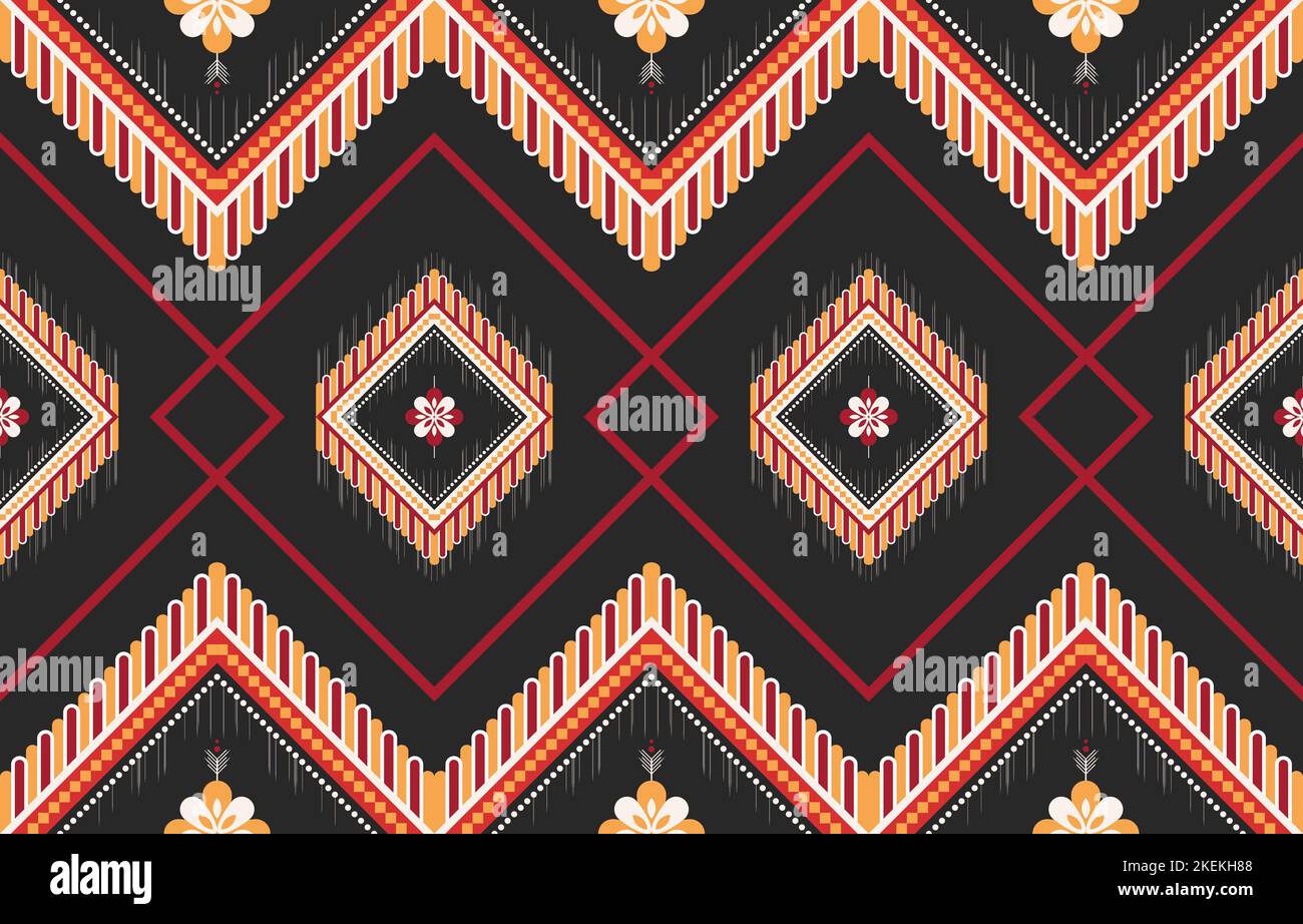 Grafica geometrico con motivi etnici senza cuciture. Stile etnico tessuto colorato senza cuciture. Design per sfondo,carta da parati,tessuto,tappeto,ornamenti,decorazione, Illustrazione Vettoriale