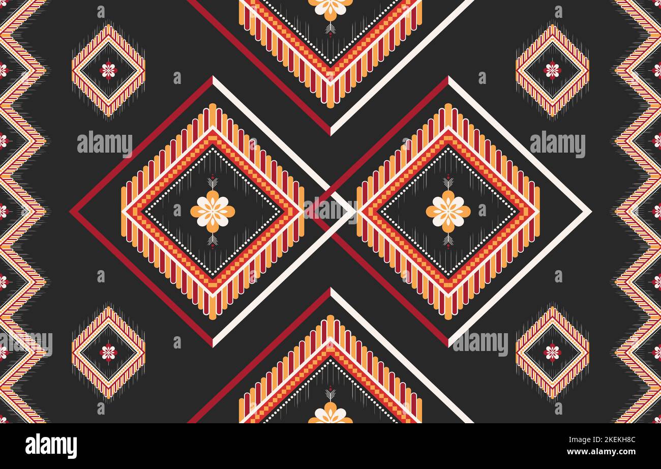 Grafica geometrico con motivi etnici senza cuciture. Stile etnico tessuto colorato senza cuciture. Design per sfondo,carta da parati,tessuto,tappeto,ornamenti,decorazione, Illustrazione Vettoriale